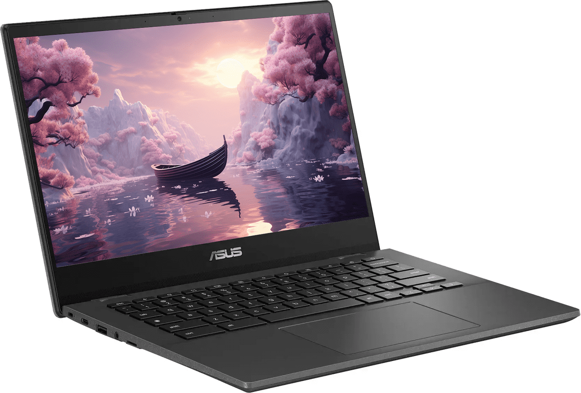 ASUS Chromebook Laptop, 14” Business Laptop, 8-core MediaTek Kompanio 520, 4GB RAM 576GB Storage (64GB eMMC+512GB SD Card), Long Battery Life, Chrome OS, SD Card Reader, NLY Earphones, Gravity Gray