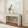 thumbnail image 4 of HIUU White Fluted Console Table with Drawers for Entryway,Modern Entryway Table with Storage,Long Sofa Tables,Tall Hallway Tables,Oval Top and 2 Drawers(Champagne White), 4 of 10