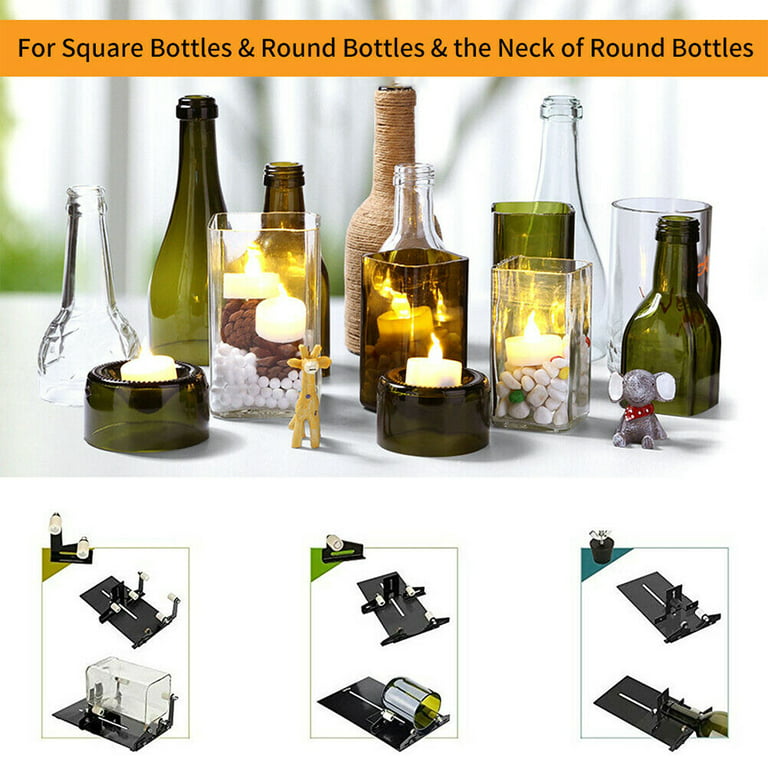 Glass Bottle Cutter Wine Bottle Cutter Glass Cutting Kit 19-piece Upgraded  Version Square and Round Wine Beer Glass Sculpture Cutter Used to Make  Square Lights Candle Lights Vases Etc.