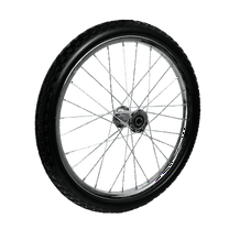 24 inch Flat Free Tire with 5/8 Bearings on Steel Spoked Rim, 4” Center Hub 24x2.125 inch Flat Free Spoked Wheel for Wheelbarrow/Mobile ChickenShaw/Pony Cart/Deer Cart/Big Wheel