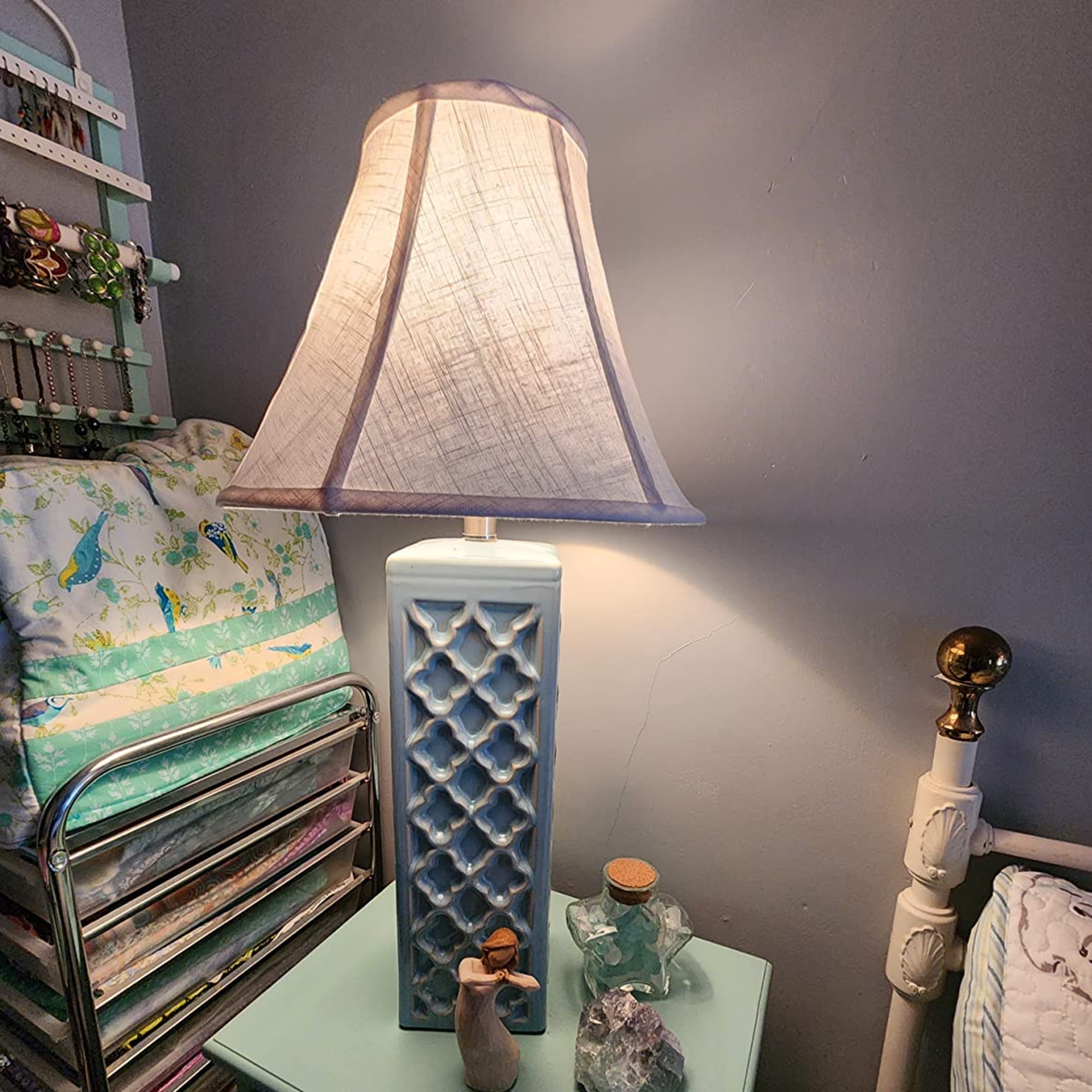 TOOTOO STAR Set of 2 Bell Lamp Shades Natural Medium 6" Top x 14" Bottom x 10" High Shades for table and floor lamps