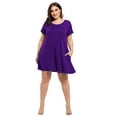 thumbnail image 6 of VEPKUL Womens Plus Size Dresses with Pockets Casual Short Sleeve Dress Loose A Line Flowy Swing DarkPurple_3X, 6 of 8