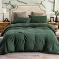 thumbnail image 6 of ZXNYH Jersey Knit Duvet Cover Set 100% T-Shirt Cotton Super Soft Comfy 3pc Bedding Set with Zipper Closure (Solid Forest Green, Queen), 6 of 7