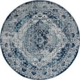 thumbnail image 3 of Traditional Area Rug (5'3'' Round) Medallion Blue, Cream Indoor Round Easy to Clean, 3 of 7