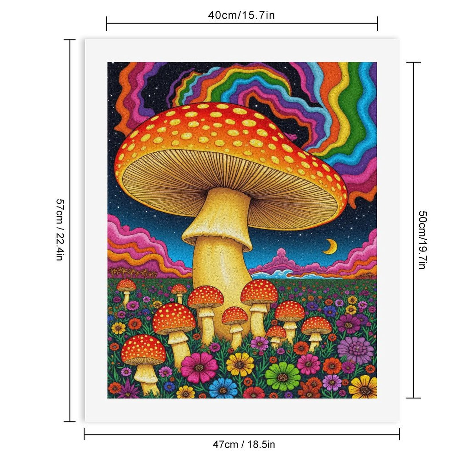 Paint By Numbers Kit for Adults Beginner - DIY Psychedelic Mushroom Dreamscape Art Canvas Painting Kits for Adults, Frameless Paint By Number for Adults for Home Wall Decor 16x20 Inch