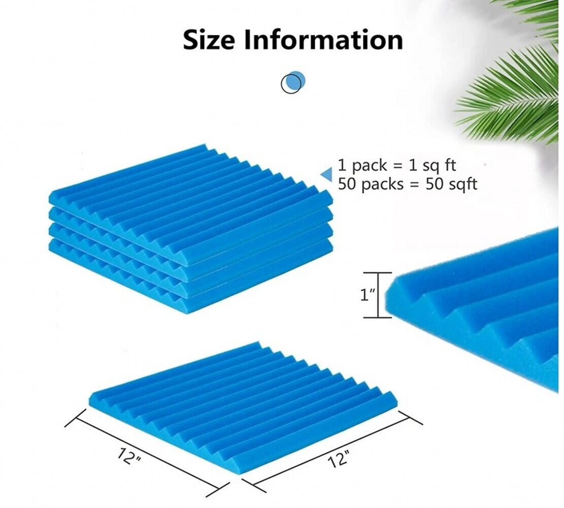 TIANLAIMEI 24 Pack Acoustic Foam Panel Wedge Studio Soundproofing Acoustic Treatment Wall Tiles