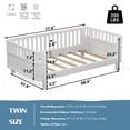 thumbnail image 4 of Twin Size Montessori Bed with Detachable Guardrails, Solid Wood Low Platform Bed with Fence, Montessori Daybed Safety Fence Desig  (White), 4 of 9