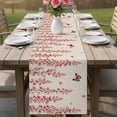 thumbnail image 4 of Butterfly Flower Table Runner - 90 Inch Long Farmhouse Country Pink Floral on Linen Cotton and Linen Blended Dress Scarves Farmhouse Table Runner for Kitchen Dining, Coffee Table, 13" x 90", 4 of 8