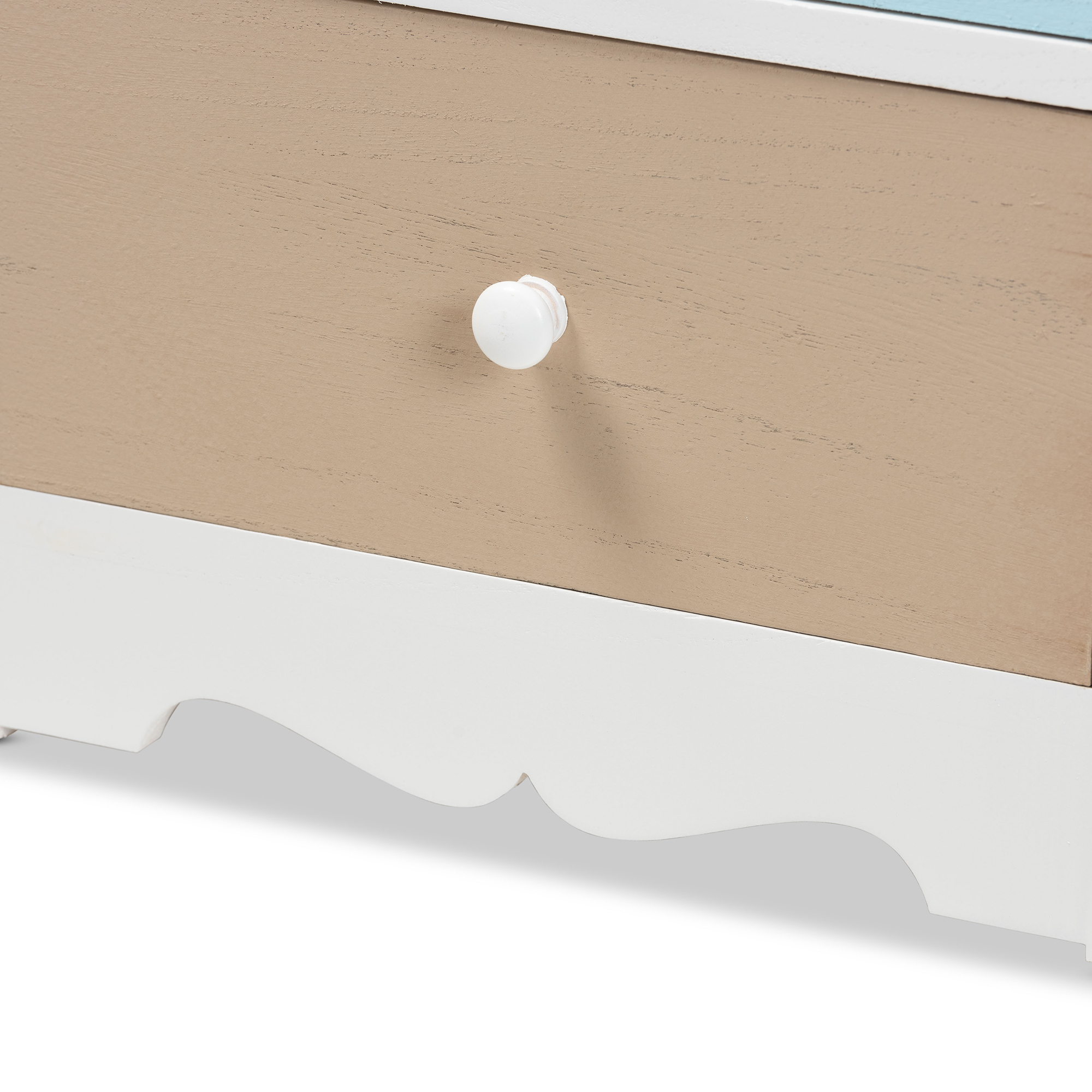 Baxton Studio Kalila Modern and Contemporary White and Multi-Colored Finished Wood 3-Drawer End Table