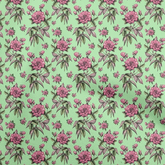 oneOone Viscose Chiffon Mint Green Fabric Floral Sewing Craft Projects Fabric Prints By Yard 42 Inch Wide