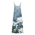 thumbnail image 4 of Uaswgudfs ​Sleeveless V-Neck Floral Summer Dress 2025 - Casual Midi Sundress with Asymmetric Hem & Flowy Design Blue-A S, 4 of 5