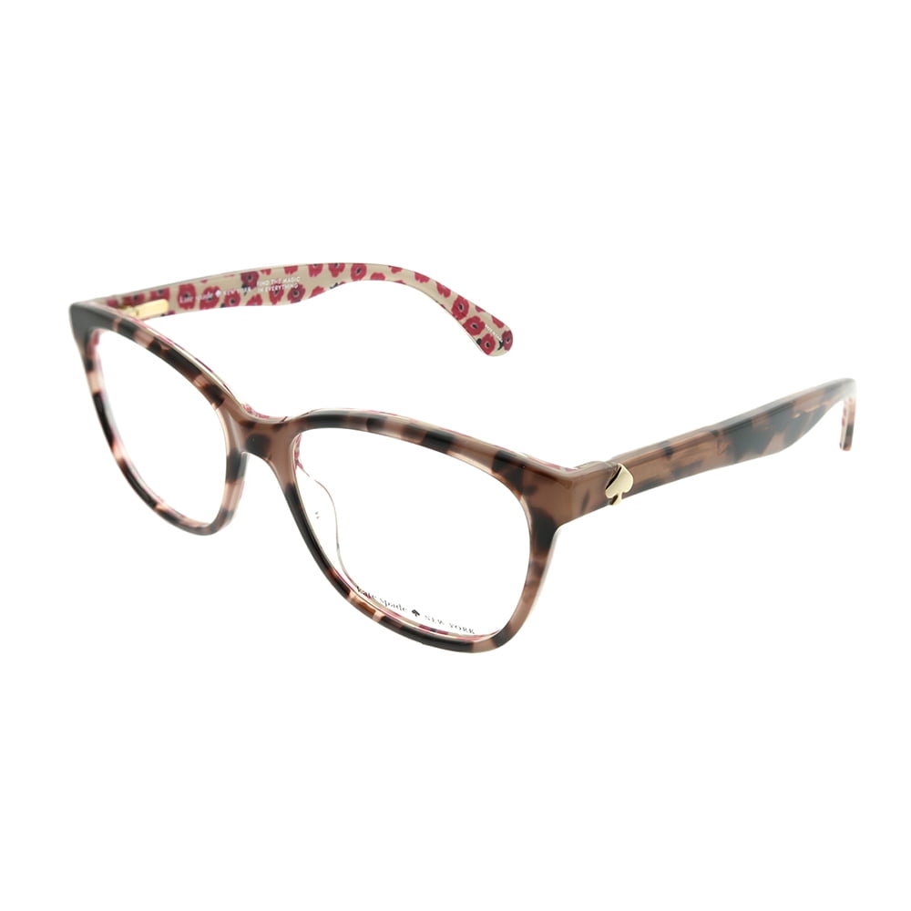 Kate Spade Plastic Womens Rectangle Eyeglasses Pink Havana Pattern 51mm