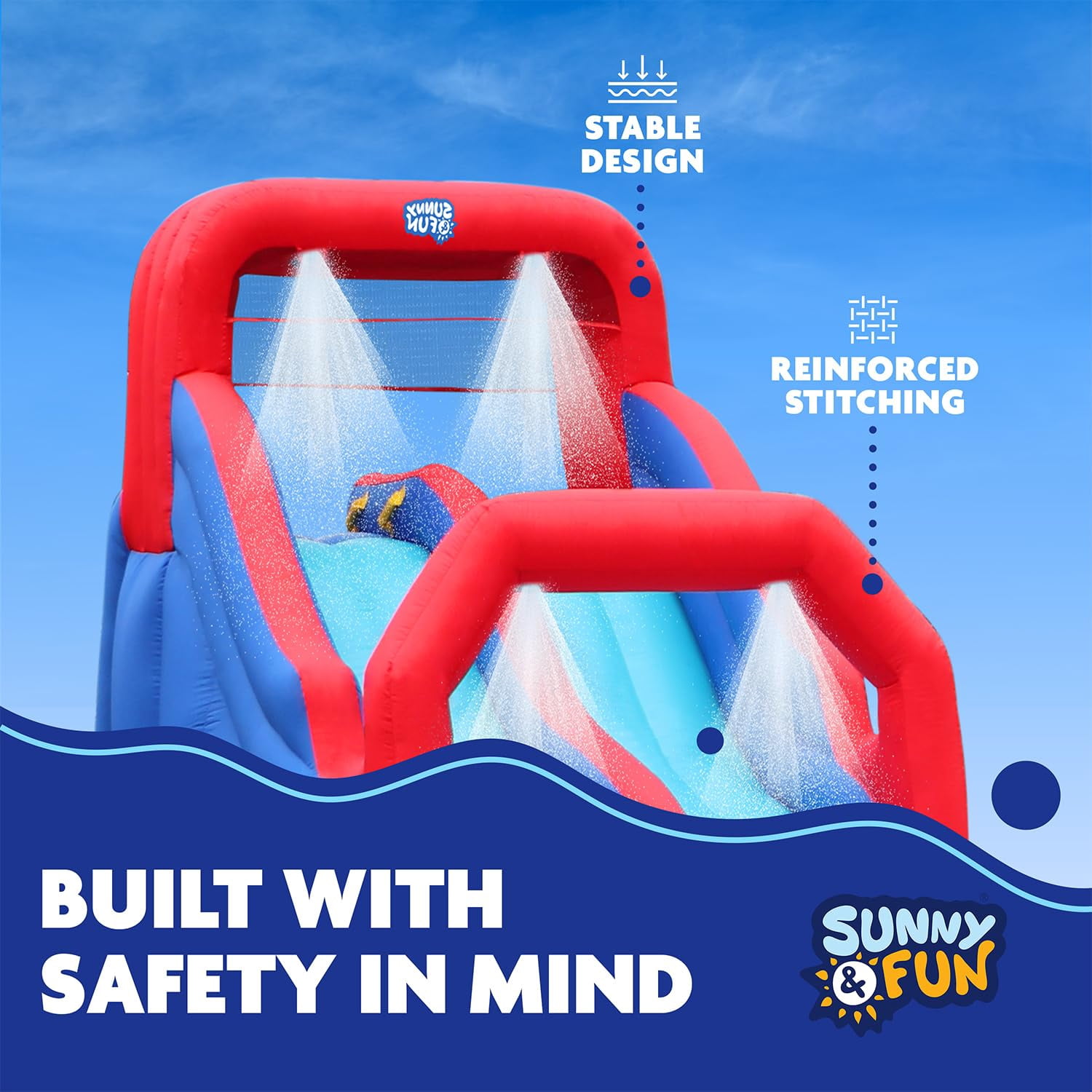 Sunny & Fun Fun Inflatable Water Slide with Pool - Backyard All-in-One Water Slide