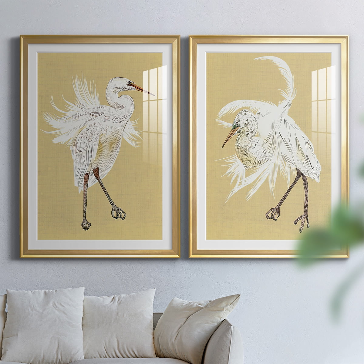 Wexford Home Heron Plumage V Premium Framed Print, 30.5" x 42.5" - Ready to Hang, Gold (Set of 2)