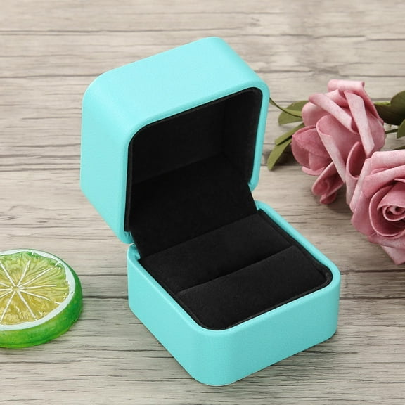Jewelry Box, Ring Box, Blue Compact Lightweight Luxury Ring Box with Square Design is An Ideal Choice for Various Special Occasions to Create A Romantic Atmosphere