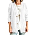 thumbnail image 5 of Dwellite Cotton Linen Cardigan for Women Lightweight V Neck Classic Button Front Breathable Stretch Relaxed Fit Casual White S, 5 of 6