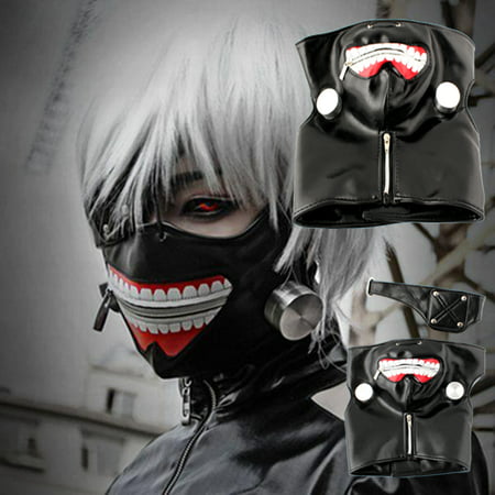 Adjustable Tokyo Ghoul Kaneki Ken Zipper Cosplay Masks PU Leather