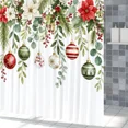 thumbnail image 4 of Tchckioa 72x72 Inch Shower Curtain for Bathroom,Christmas Green Leaves Ball Waterproof Hooks Bath Curtain, 4 of 8