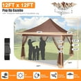thumbnail image 5 of COBIZI 12'x12' Gazebo Tent Outdoor Pop up Gazebo Canopy Shelter with Mosquito Netting, Brown, 5 of 13