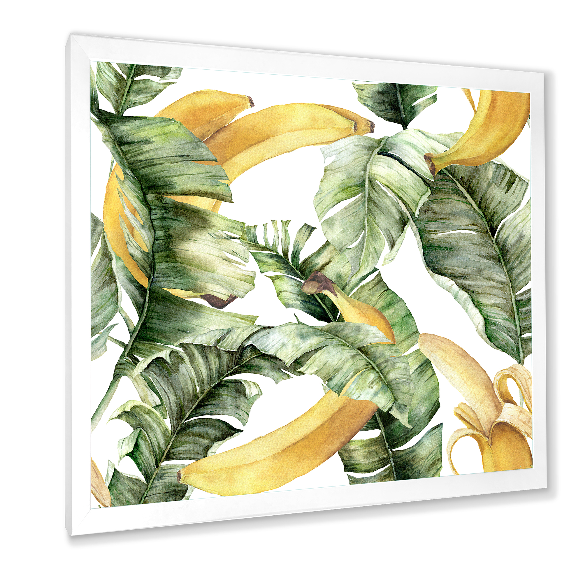 Designart 'Leaves With Ripe Bananas' Nautical & Coastal Framed Art Print
