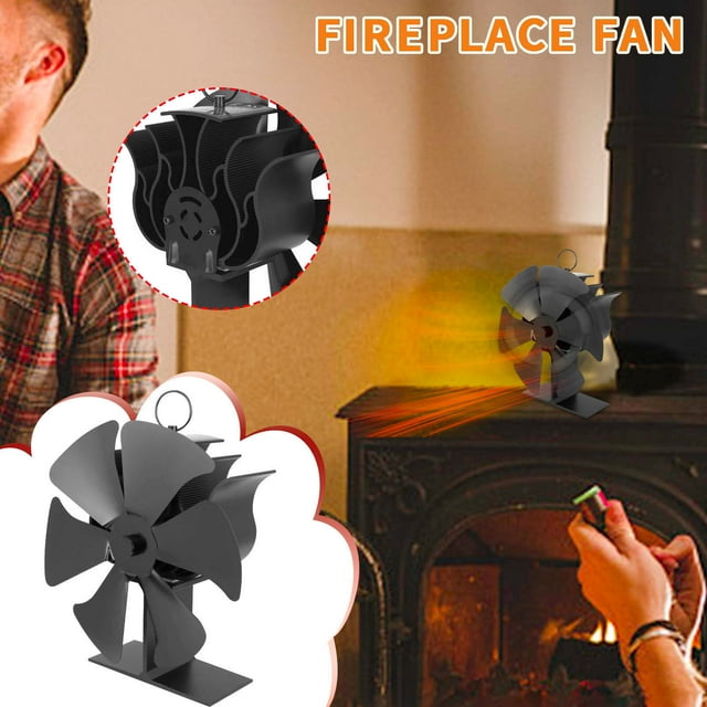 Xihbxyly Ventilador para Estufa de Leña, de 6 Aspas y Alimentado Por Calor, Silencioso y Eficiente, Mejora La Distribución Del Calor, Apto para Chimenea o Estufa, de Aluminio, de 70 °C a 345 °C, 1360