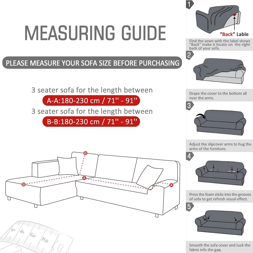 SHANNA Sectional Sofa Slipcovers Thick Velvet L Shape Couch Covers, 2Pcs Stretch Anti-Slip Sofa Covers 3 Seater + 3 Seaters Chaise Cover Furniture Protector,Beige