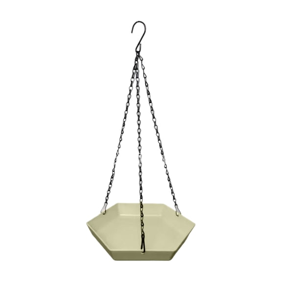 Hanging Hexagonal Bird Feeder and Bath 2-in-1 Outdoor Wild Bird Feeder for Garden Yard Patio Tree Decoration(Beige)