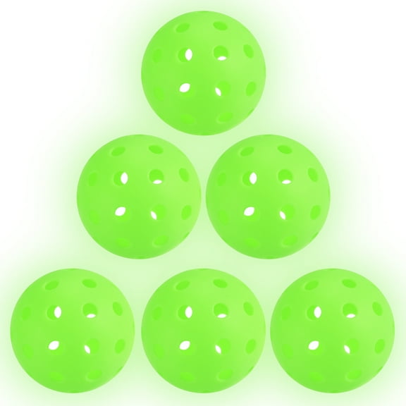 Luminous Pickleball Balls 40 Holes Glow in the Dark Pickleball Balls with Mesh Bag Neon Green, 6 Pack