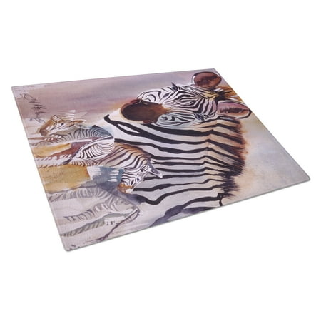 

Carolines Treasures JMK1197LCB Zebras Glass Cutting Board Large 12H x 16W multicolor