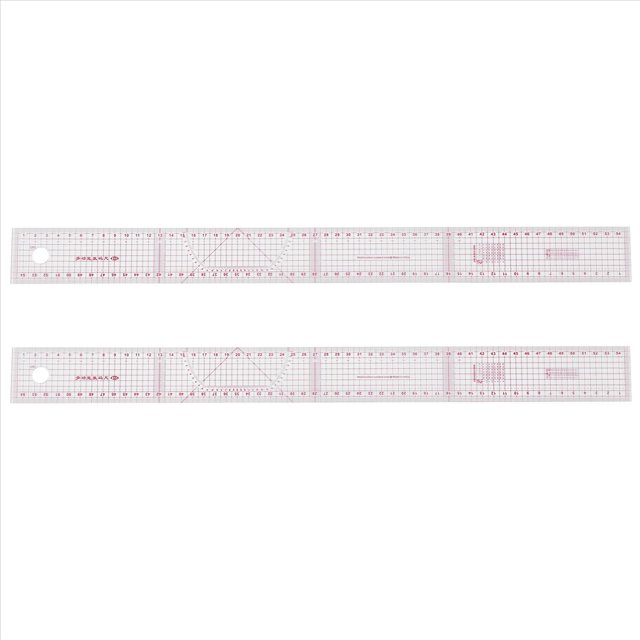 2X Cortador Costura 54Cm Regla Recta de Cuota de Lados Dobles Transparente Rosado