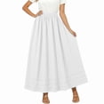 thumbnail image 3 of Women's Long Cotton and Linen Skirt with Elastic Waist, 3 of 8