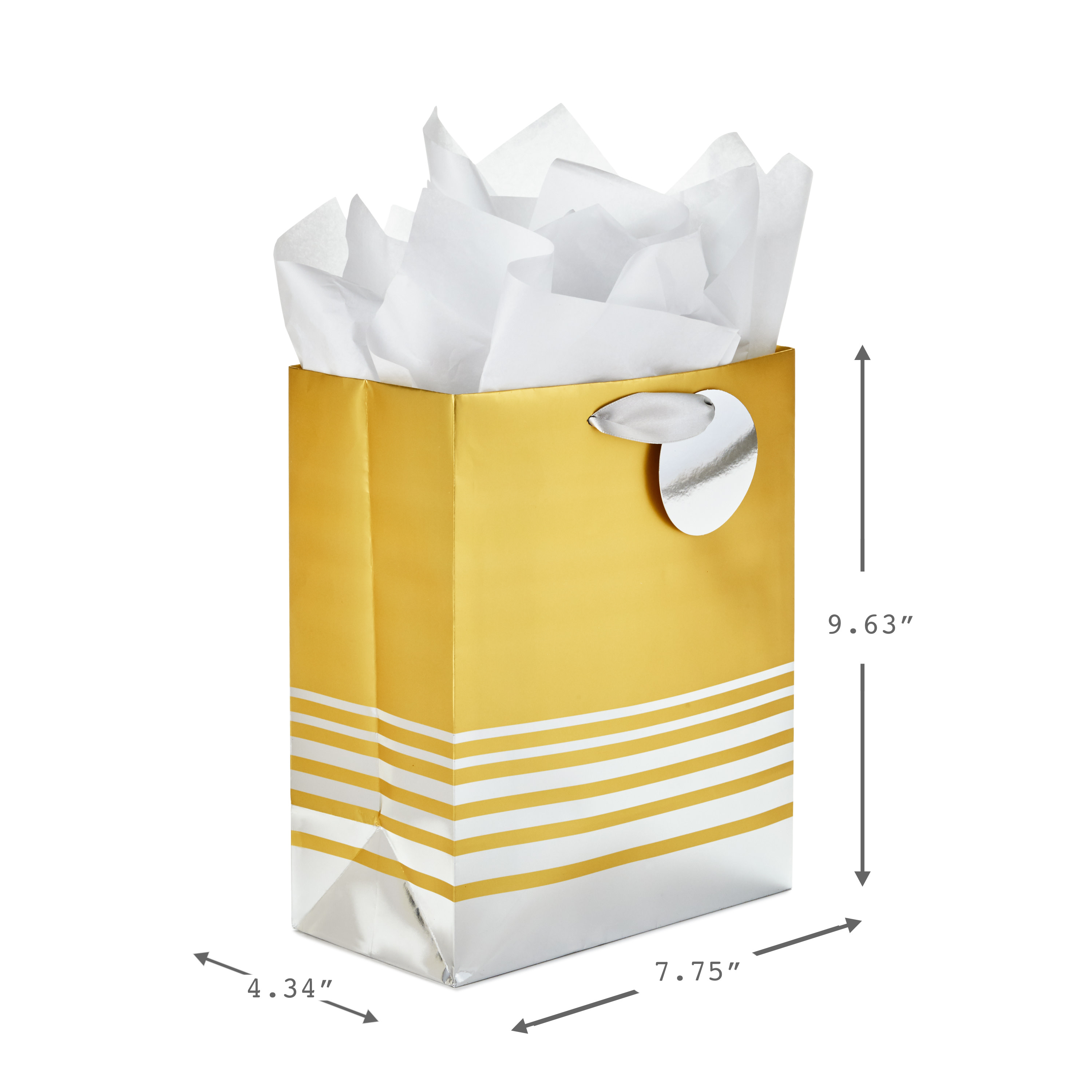 Hallmark 9" Medium Gift Bag with Tissue Paper (Silver and Gold Foil) for Christmas, Hanukkah, Holidays, Birthdays, Bridal Showers, Weddings, All Occasion - image 3 of 5