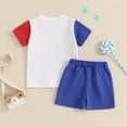 thumbnail image 5 of Hotiary 4Th of July Baby Boys Outfits Short Sleeve Patchwork Color Block T-shirt Top + Elastic Waistband Drawstring Shorts with Pockets 2 Piece Sets Infant Toddler for 6 Months-4 Years, 5 of 8