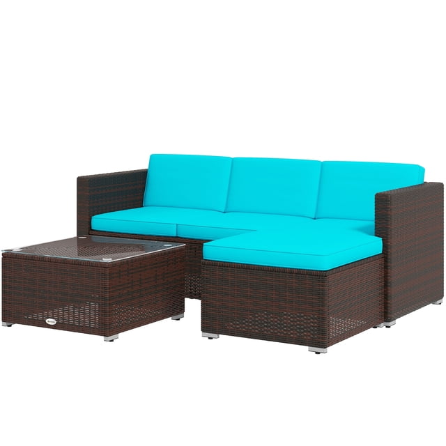CoSoTower Mobilier de Patio avec Coussins Doux, Ensembles de Canapé d'Angle, Turquoise