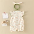thumbnail image 4 of Utlike Baby Girls Bodysuits Newborn Butterfly Sleeves Floral Embroidery Summer Cute Romper Breathable Onesies For Infant Size 0-3 Months, 4 of 9