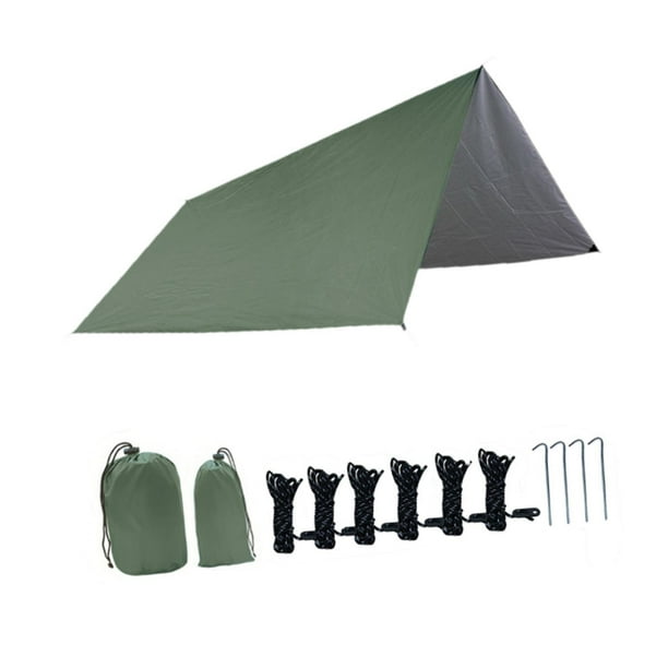 Lona de acampada, toldo ligero, refugio para mochileros, viajes, barbacoa Verde
