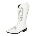 thumbnail image 3 of UngA Woman Cowboy Boots Fashion Western Cowgirl Boots Country Concert Disco Outfits Low Heel Walking Boots For Ladies White,Size 7, 3 of 7