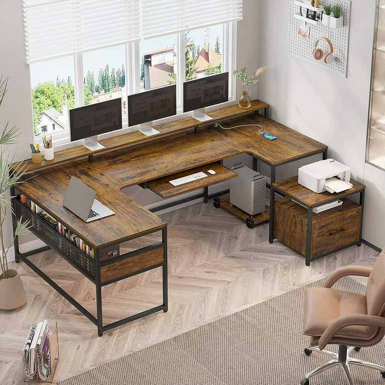 U-shaped Computer Desk Industrial Corner Writing Desk w/ CPU Stand Gaming  Table Workstation Desk for Home Office Student Desks - Yahoo Shopping