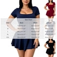 thumbnail image 3 of Fwqbns Women's A-Line Mini Dress Casual Sexy Square Neck Short Sleeve Ruched Tiered Ruffle Hem Flowy Club Party Dress Navy, 3 of 7