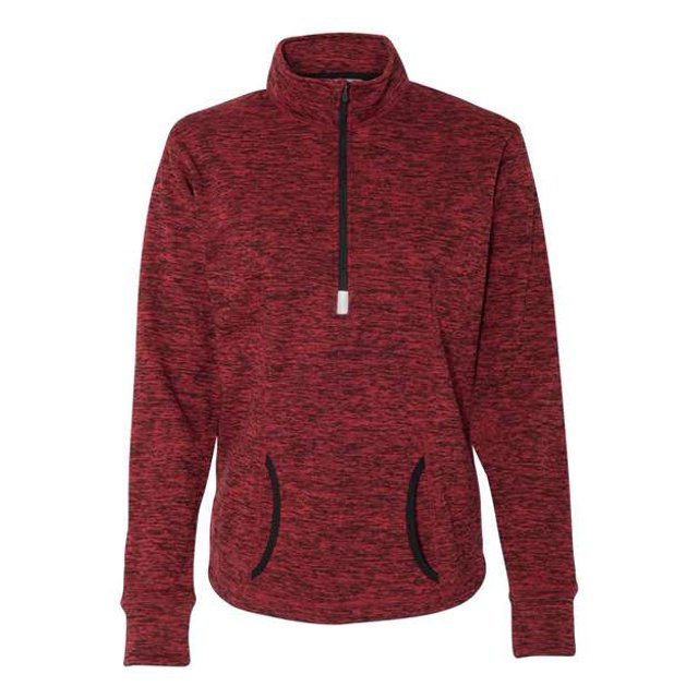 J America Ladies' Cosmic Fleece Quarter-Zip S Rojo Fleck/ Negro J América 8617
