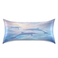 thumbnail image 3 of Haosy Satin Pillowcase for Hair and Skin Standard Cooling Silk Pillow Case with Envelope Closure Dolphin in Glowy Sea 20"x30", 3 of 9
