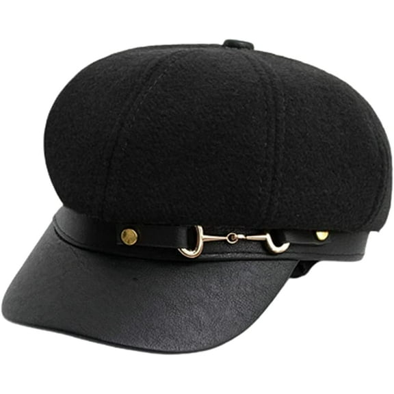 CoCopeaunt Women Newsboy Caps Casual Visor Beret Hat Cozy Retro Vintage Cabbie Hat with PU Brim