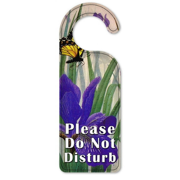 Do Not Disturb Door Knob Hanger Sign - Butterfly in Irises