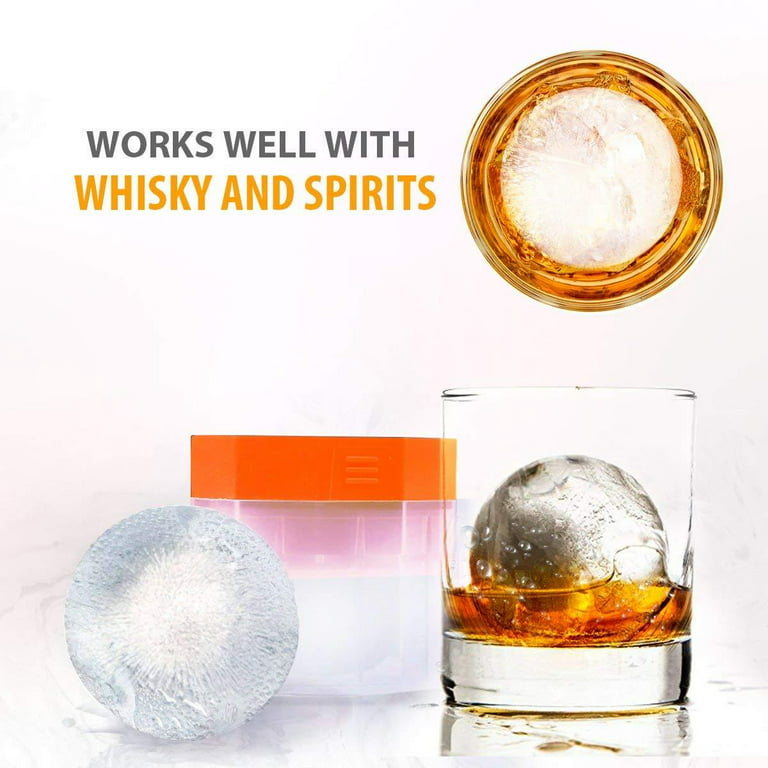 Adoric Large Sphere Mold Silicone Ice Cube Trays for Whisky 2.5 Inch Ice  Ball Mold Sphere Round Ice Ball Maker, Funnel Included (White)