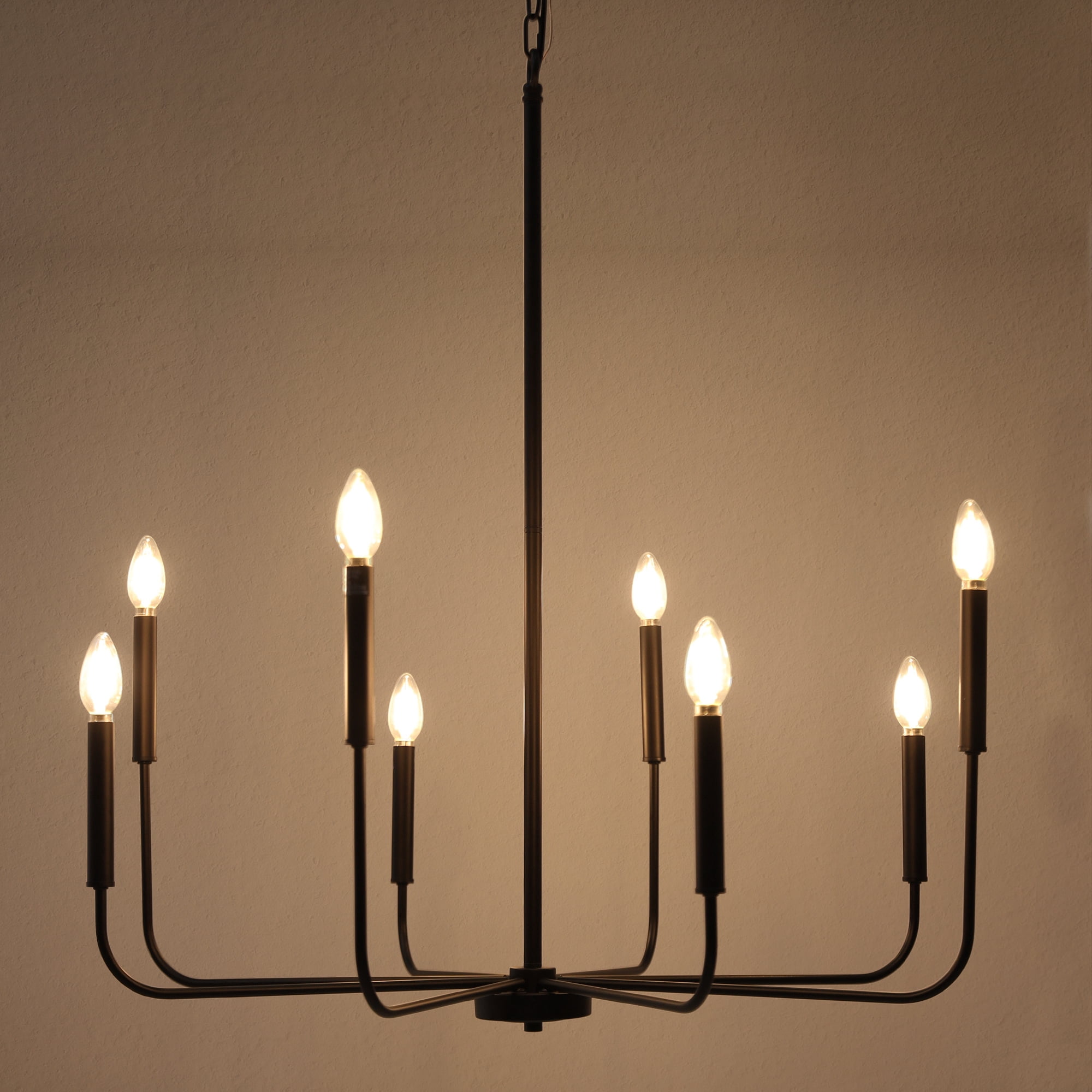 LNC Askrlessi 8-Light Matte Black Modern/Contemporary Led Chandelier