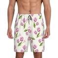 thumbnail image 1 of Balery Tulips Flowers Pantalones cortos de pijama de punto de algodón para hombre con cinturilla y bolsillos-Large, 1 of 6