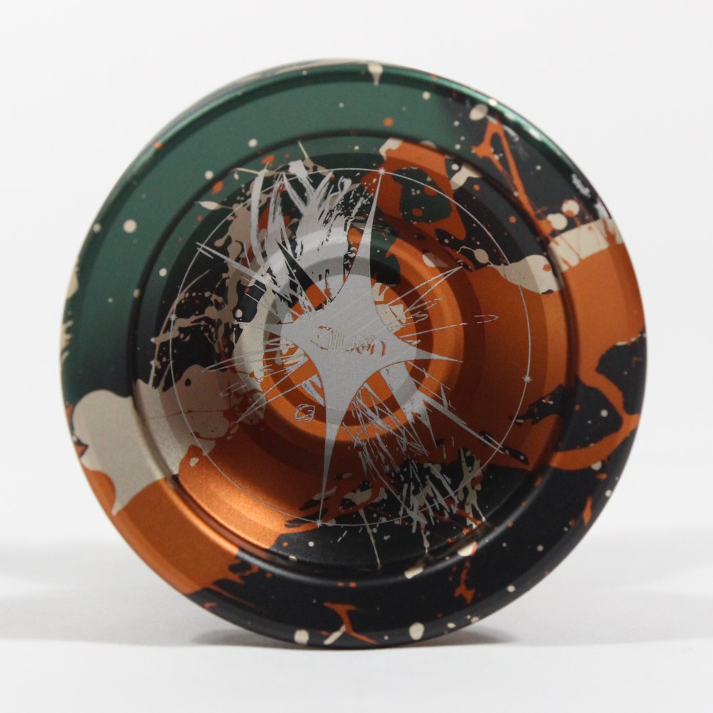 C3yoyodesign Zillion Yo-Yo - Monometal - Large Diameter and Wide Bodied YoYo (Green Orange Black Splash)