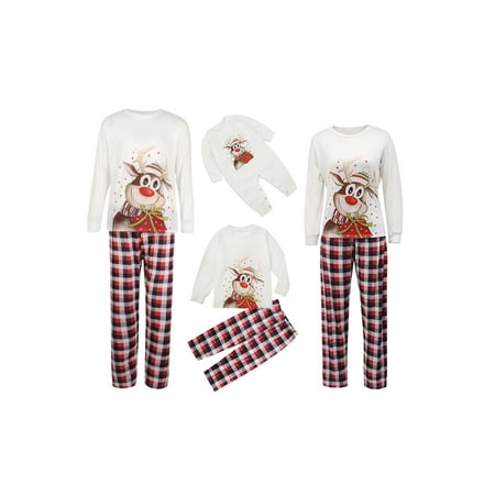 

brilliantme Family Matching Christmas Reindeer Pajamas Set Women Baby Kids and Dog Sleepwear Xmas Nightwear