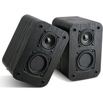 Passive Bookshelf Speakers for Home Theater Surround Sound, Satellite Stereo Speakers with Crisper Sound and Classic Wood Grain for Record Player/Computer/TV, Wall Mountable, One Pair.