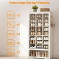 thumbnail image 6 of YYEAN Tall Shoe Cabinet, 9 Tier Shoe Storage Cabinet, Freestanding Wooden Shoe Cabinet Organizer with 24 Cubbies and 3 Hooks, for Entryway, Closet, Living Room-White, 6 of 9